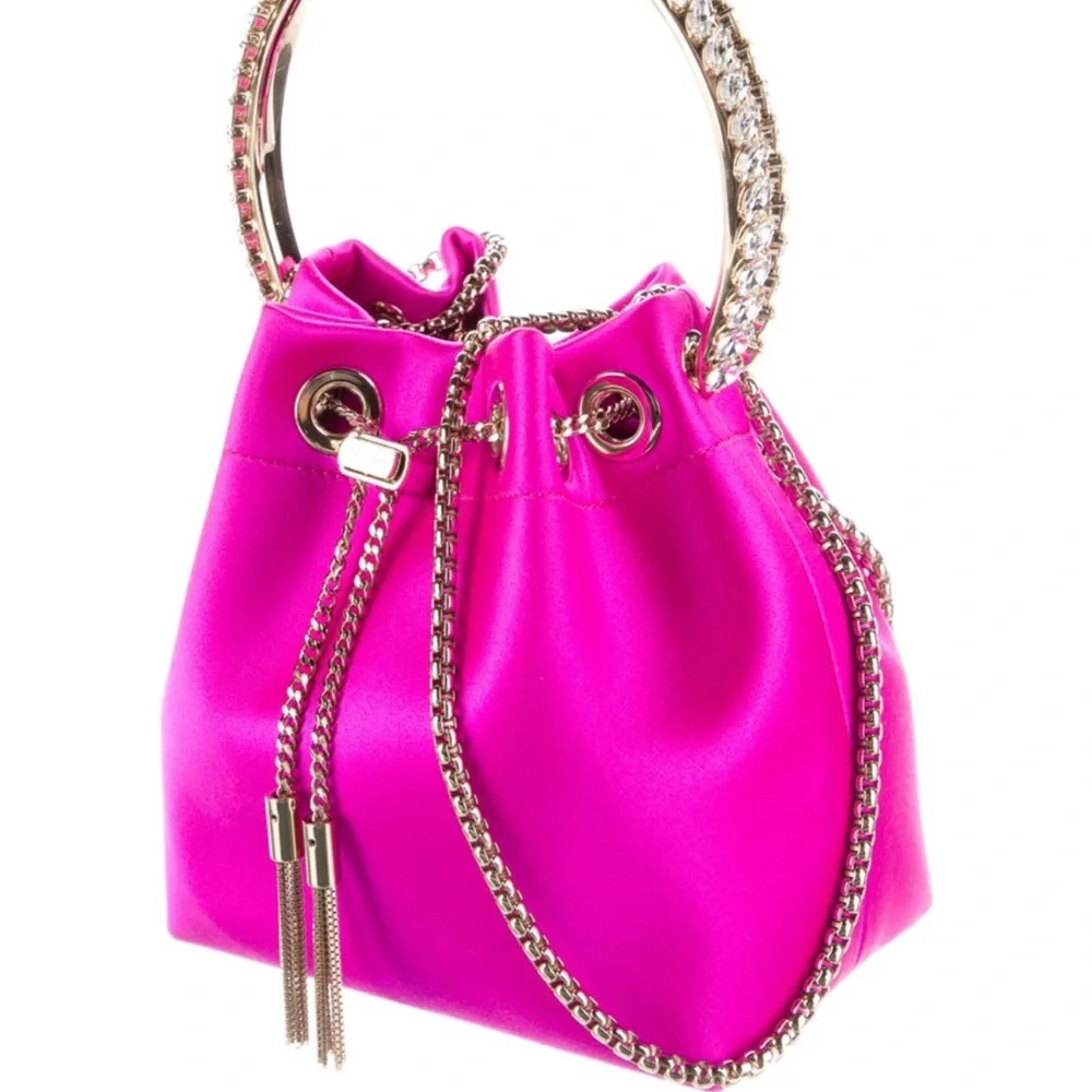 Jimmy Choo Vibrant Pink Chain Shoulder Bag - Picture 2 of 5